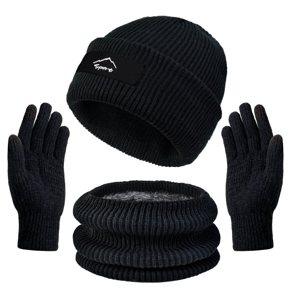 Premium Knit Winter Set Slouchy Beanie Scarf Gloves Touchscreen Unisex Warm